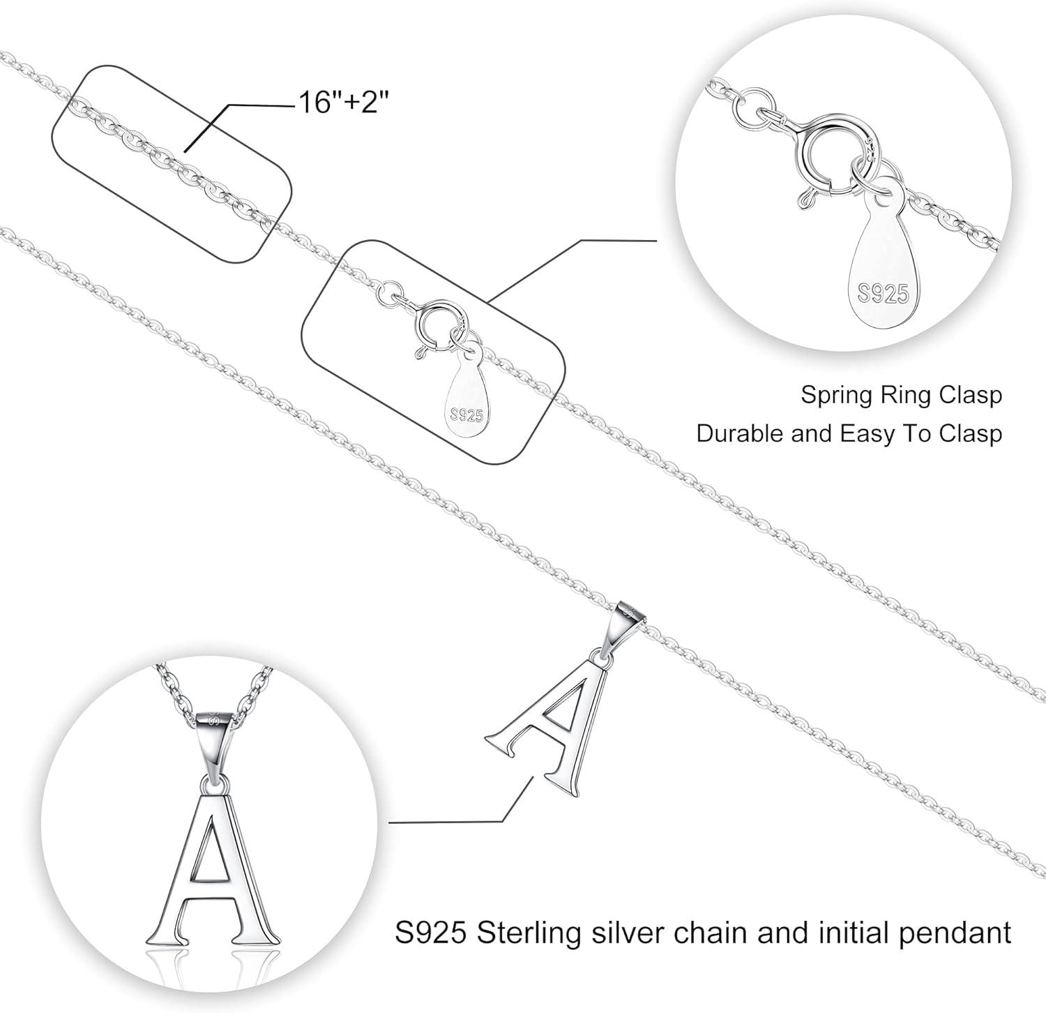 imageS925 Sterling Silver Initial Necklaces for Women Dainty Hypoallergenic Initial Necklace Letter Initial Pendant S925 Sterling Silver initial Necklace for Women Jewelry GiftsE