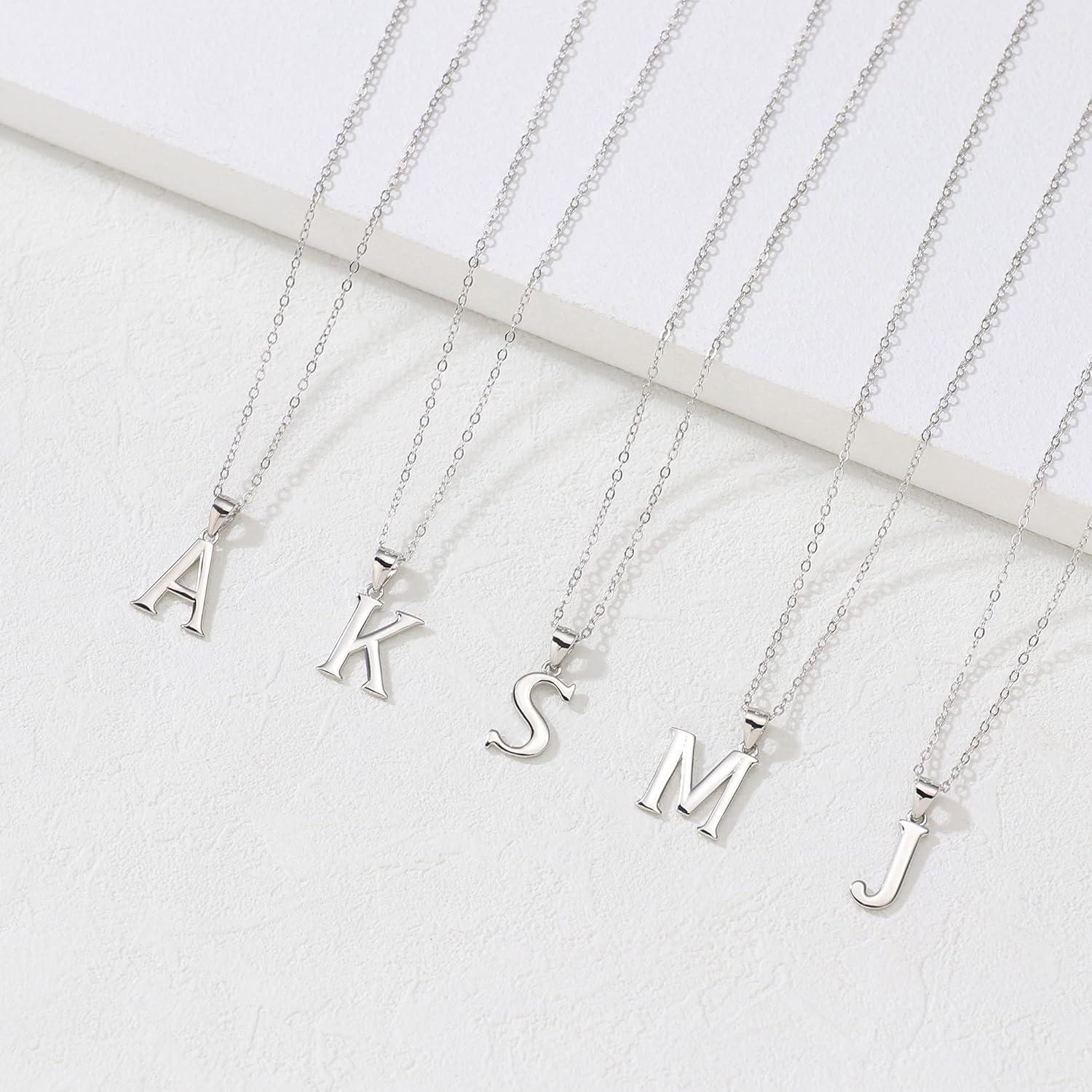 imageS925 Sterling Silver Initial Necklaces for Women Dainty Hypoallergenic Initial Necklace Letter Initial Pendant S925 Sterling Silver initial Necklace for Women Jewelry GiftsE