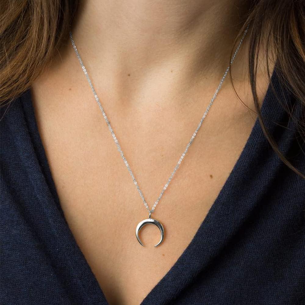 imageTurandoss Gold Layered Necklaces for Women 14K Gold Plated Handmade Multilayer Bar Pearls Coin Disc Moon Butterfly Medallion Adjustable Dainty Layered Choker Necklaces for Women Jewelry3PCS Silver ChainCrescentBar
