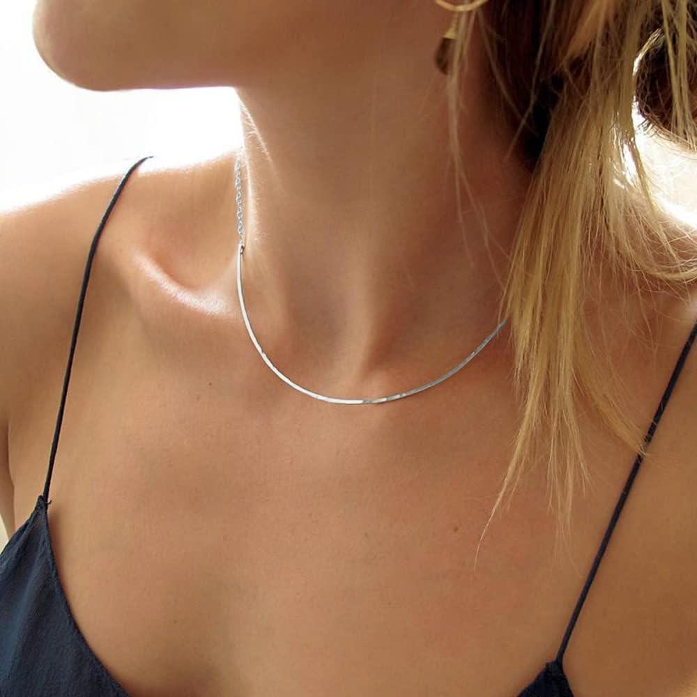 imageTurandoss Gold Layered Necklaces for Women 14K Gold Plated Handmade Multilayer Bar Pearls Coin Disc Moon Butterfly Medallion Adjustable Dainty Layered Choker Necklaces for Women Jewelry3PCS Silver ChainCrescentBar