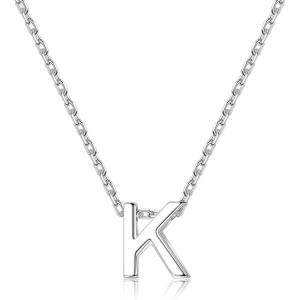 TURANDOSS S925 Sterling Silver Initial Necklaces for Women – Dainty Silver Letter Pendant Waterproof Silver Initial Necklace Hypoallergenic Jewelry Gifts for Women Girls(K)