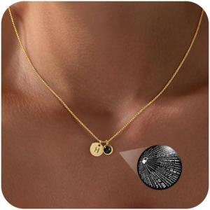 Turandoss Initial Necklaces for Women – Dainty 14K-Gold-Plated Letter A-Z I Love You in 100 Language Disc Initial Pendant Necklaces, Christmas Birthday Gifts for Women Teen Girls Girlfriend Jewelry(H)