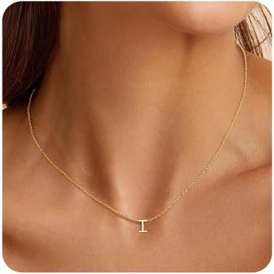 Turandoss Initial Necklaces for Women – Personalized 14K-Gold-Plated Letter A-Z Initial Pendant Necklaces Jewelry, Birthday Gifts for Women Teen Girls Girlfriend(I)