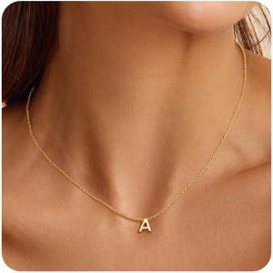 Turandoss Initial Necklaces for Women – Personalized 14K-Gold-Plated Letter A-Z Initial Pendant Necklaces Jewelry, Birthday Gifts for Women Teen Girls Girlfriend(A.)