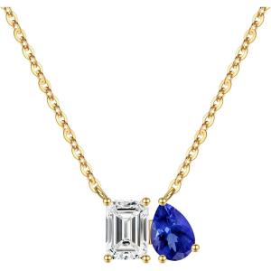 Turandoss Birthstone Necklaces for Women – 14K Gold Plated Dainty 12 Month Blue Green Emerald Birthstone Pendant Necklaces Jewerly Birthday Gifts for Women Girls(4+9-White Topaz Sapphire)