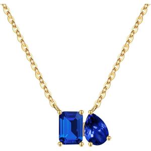 Turandoss Birthstone Necklaces for Women – 14K Gold Plated Dainty 12 Month Blue Green Emerald Birthstone Pendant Necklaces Jewerly Birthday Gifts for Women Girls(9+12-Sapphire Tanzanite)