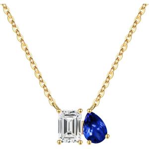 Turandoss Birthstone Necklaces for Women – 14K Gold Plated Dainty 12 Month Blue Green Emerald Birthstone Pendant Necklaces Jewerly Birthday Gifts for Women Girls(4+12-White Topaz Tanzanite)
