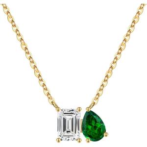Turandoss Birthstone Necklaces for Women – 14K Gold Plated Dainty 12 Month Blue Green Emerald Birthstone Pendant Necklaces Jewerly Birthday Gifts for Women Girls(4+5-White Topaz Emerald)