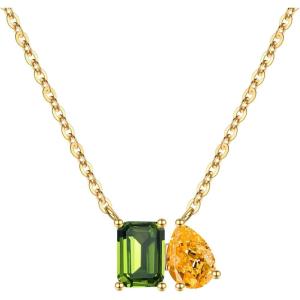 Turandoss Birthstone Necklaces for Women – 14K Gold Plated Dainty 12 Month Blue Green Emerald Birthstone Pendant Necklaces Jewerly Birthday Gifts for Women Girls(8+11-Peridot Citrine)