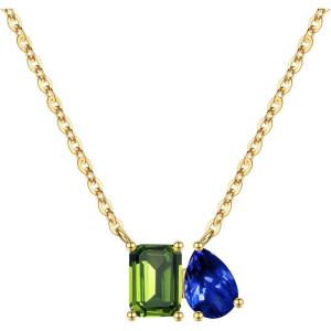 Turandoss Birthstone Necklaces for Women – 14K Gold Plated Dainty 12 Month Blue Green Emerald Birthstone Pendant Necklaces Jewerly Birthday Gifts for Women Girls(8+12-Peridot Tanzanite)