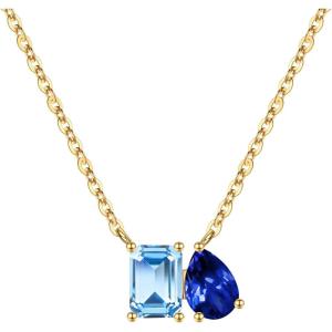 Turandoss Birthstone Necklaces for Women – 14K Gold Plated Dainty 12 Month Blue Green Emerald Birthstone Pendant Necklaces Jewerly Birthday Gifts for Women Girls(3+12-Aquamarine Tanzanite)