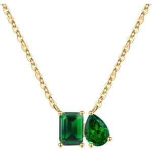 Turandoss Birthstone Necklaces for Women – 14K Gold Plated Dainty 12 Month Blue Green Emerald Birthstone Pendant Necklaces Jewerly Birthday Gifts for Women Girls(5+5-Emerald Emerald)