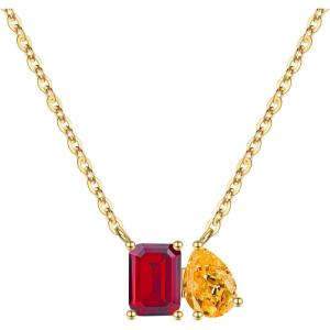 Turandoss Birthstone Necklaces for Women – 14K Gold Plated Dainty 12 Month Blue Green Emerald Birthstone Pendant Necklaces Jewerly Birthday Gifts for Women Girls(7+11-Ruby Citrine)