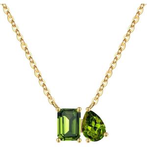 Turandoss Birthstone Necklaces for Women – 14K Gold Plated Dainty 12 Month Blue Green Emerald Birthstone Pendant Necklaces Jewerly Birthday Gifts for Women Girls(8+8-Peridot Peridot)