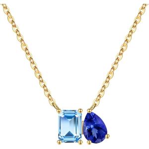 Turandoss Birthstone Necklaces for Women – 14K Gold Plated Dainty 12 Month Blue Green Emerald Birthstone Pendant Necklaces Jewerly Birthday Gifts for Women Girls(3+9-Aquamarine Sapphire)