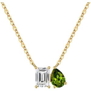 Turandoss Birthstone Necklaces for Women – 14K Gold Plated Dainty 12 Month Blue Green Emerald Birthstone Pendant Necklaces Jewerly Birthday Gifts for Women Girls(4+8-White Topaz Peridot)