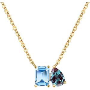 Turandoss Birthstone Necklaces for Women – 14K Gold Plated Dainty 12 Month Blue Green Emerald Birthstone Pendant Necklaces Jewerly Birthday Gifts for Women Girls(3+6-Aquamarine Alexandrite)
