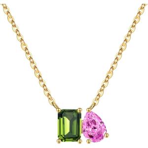Turandoss Birthstone Necklaces for Women – 14K Gold Plated Dainty 12 Month Blue Green Emerald Birthstone Pendant Necklaces Jewerly Birthday Gifts for Women Girls(8+10-Peridot Pink Tourmaline)
