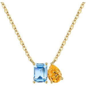 Turandoss Birthstone Necklaces for Women – 14K Gold Plated Dainty 12 Month Blue Green Emerald Birthstone Pendant Necklaces Jewerly Birthday Gifts for Women Girls(3+11-Aquamarine Citrine)