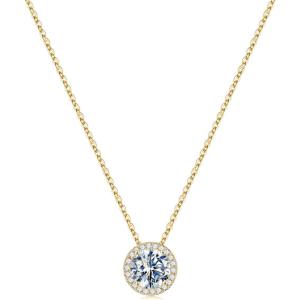 Turandoss Birthstone Necklaces for Women Trendy, 14K Gold Plated Dainty Personalized 12 Months Created Round CZ Gemstone Birthstone Pendant Necklace Birthday Jewelry Gifts for Women Girls(04-Apr-Lab Daimond)