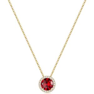 Turandoss Birthstone Necklaces for Women Trendy, 14K Gold Plated Dainty Personalized 12 Months Created Round CZ Gemstone Birthstone Pendant Necklace Birthday Jewelry Gifts for Women Girls(01-Jan-Lab Garnet)
