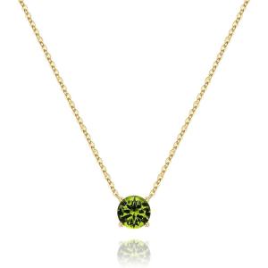 Turandoss Easter Basket Stuffers for Girls, Dainty 14K Gold Plated Birthstone Personalized 12 Months Created Emerald Round Birthstone Pendant Necklace Birthday Jewelry Easter Gifts for Women Girls(08-Aug-Lab Peridot)