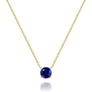 Turandoss Easter Basket Stuffers for Girls, Dainty 14K Gold Plated Birthstone Personalized 12 Months Created Emerald Round Birthstone Pendant Necklace Birthday Jewelry Easter Gifts for Women Girls(12-Dec-Lab Tanzanite)