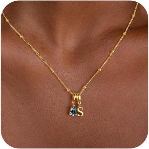 Turandoss Easter Basket Stuffers for Women – Dainty 14K Gold Plated 12 Months Birthstone Initial A-Z Necklace Trendy Jewelry Birthday Easter Gifts for Grandma Mom Teen Girls(06-Jun-Alexandrite)