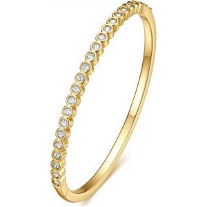 Turandoss Gold Bangle Bracelets for Women – Dainty 14K Gold Plated Cubic Zirconia Bangle Bracelet Personalized Tennis Bracelets for Women Trendy Dainty Oval Cuff Bracelet for Her(Half CZ Bangle – Round Tennis)