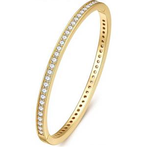 Turandoss Gold Bangle Bracelets for Women – Dainty 14K Gold Plated Cubic Zirconia Bangle Bracelet Personalized Tennis Bracelets for Women Trendy Dainty Oval Cuff Bracelet for Her(CZ Bangle – Shinny Tennis)