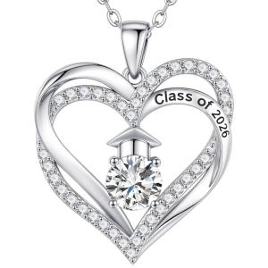 Turandoss Graduation Birthstone Necklaces for Women Her – 14K Gold Plated Birthstone Jewelry Class of 2026 Graduation Gifts High School College Senior Gifts for Daughter Friend Sister(04-Apr-White Topaz)