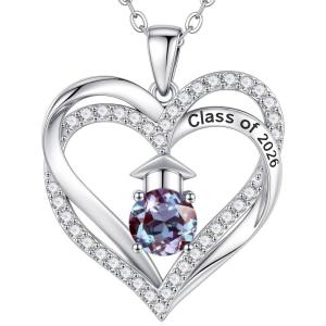 Turandoss Graduation Birthstone Necklaces for Women Her – 14K Gold Plated Birthstone Jewelry Class of 2026 Graduation Gifts High School College Senior Gifts for Daughter Friend Sister(06-Jun-Alexandrite)