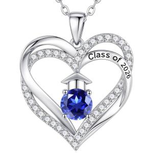 Turandoss Graduation Birthstone Necklaces for Women Her – 14K Gold Plated Birthstone Jewelry Class of 2026 Graduation Gifts High School College Senior Gifts for Daughter Friend Sister(09-Sep-Sapphire)