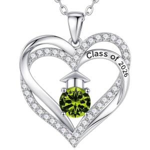 Turandoss Graduation Birthstone Necklaces for Women Her – 14K Gold Plated Birthstone Jewelry Class of 2026 Graduation Gifts High School College Senior Gifts for Daughter Friend Sister(08-Aug-Peridot)
