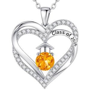 Turandoss Graduation Birthstone Necklaces for Women Her – 14K Gold Plated Birthstone Jewelry Class of 2026 Graduation Gifts High School College Senior Gifts for Daughter Friend Sister(11-Nov-Citrine)