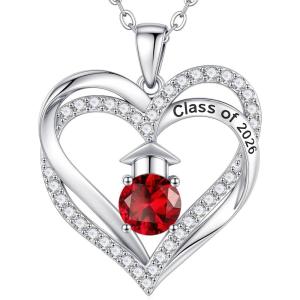 Turandoss Graduation Birthstone Necklaces for Women Her – 14K Gold Plated Birthstone Jewelry Class of 2026 Graduation Gifts High School College Senior Gifts for Daughter Friend Sister(01-Jan-Garnet)
