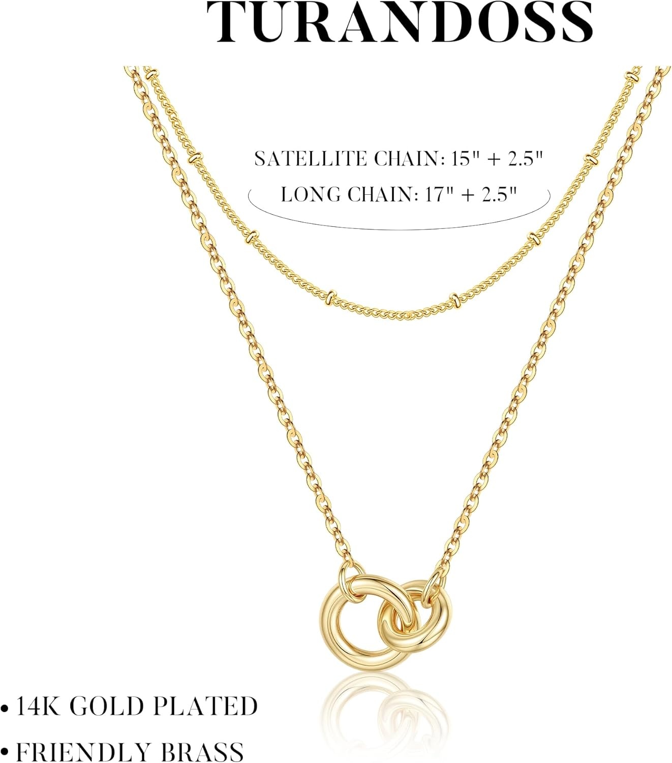 imageTurandoss Gold Necklaces for Women Dainty 14K Gold Plated Interlock Stackable Necklace Trendy CZ Circle Interlocking Necklace Personalized Layered Cubic Zirconia Pendant Necklaces for WomenCircle Interlock Pendant Necklace