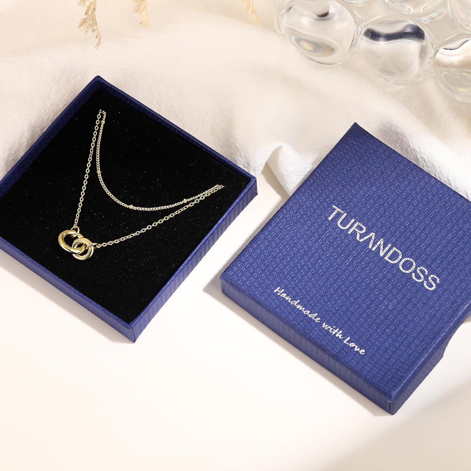 imageTurandoss Gold Necklaces for Women Dainty 14K Gold Plated Interlock Stackable Necklace Trendy CZ Circle Interlocking Necklace Personalized Layered Cubic Zirconia Pendant Necklaces for WomenCircle Interlock Pendant Necklace