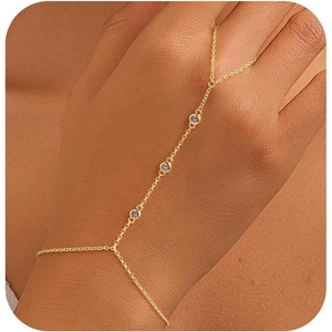 Turandoss Birthstone Hand Chain Bracelets for Women – Dainty 14K Gold Plated Created 1–12 Month Birthstone Bracelet Layered Hand Chain Finger Ring Birthday Jewelry Gifts for Teen Girls Her(06-Jun-Lab Alexandrite)