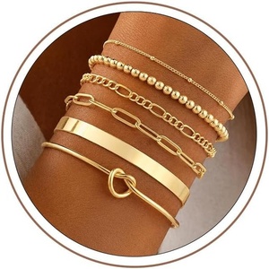 Turandoss Gold Bracelets Set for Women, Waterproof 14K Gold Plated Chunky Cuff Bracelet Stackable Tie Knot Cuban Paperclip Box Chain Bracelet Snake Rope Beaded Bangle Bracelets for Women Jewelry Gifts(6PCS Cuff Bracelet – Figano)