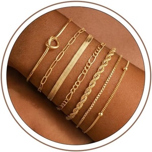 Turandoss Gold Bracelets Set for Women, Waterproof 14K Gold Plated Chunky Cuff Bracelet Stackable Tie Knot Cuban Paperclip Box Chain Bracelet Snake Rope Beaded Bangle Bracelets for Women Jewelry Gifts(7PCS Knot Bracelet – Rope)