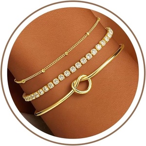 Turandoss Gold Bracelets for Women – Dainty 14K Gold Plated Tennis Bracelet for Women Trendy Stackable Cross Beaded Set Twisted Rope Bracelet Snake Paperclip Chain Knot Cuff Bracelets Jewelry Gifts(knot cuff-satellite-tennis bracelet)