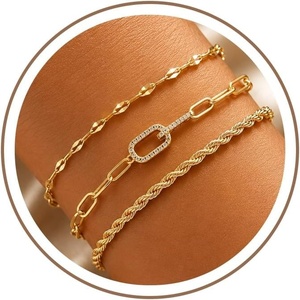 Turandoss Gold Bracelets for Women – Dainty 14K Gold Plated Tennis Bracelet for Women Trendy Stackable Cross Beaded Set Twisted Rope Bracelet Snake Paperclip Chain Knot Cuff Bracelets Jewelry Gifts(lip-interlocking-rope bracelet)