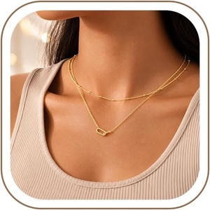 Turandoss Gold Necklaces for Women – Dainty 14K Gold Plated Interlock Stackable Necklace Trendy CZ Circle Interlocking Necklace Personalized Layered Cubic Zirconia Pendant Necklaces for Women(CZ Square Interlock Pendant Necklace)