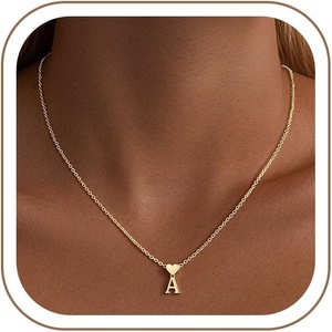 Turandoss Heart Initial Necklaces for Women, Dainty 14K Gold Plated Letter A-Z Pendant Necklace Personalized Alphabet Name Jewelry Mother’s Day Anniversary Birthday Gifts for Girlfriend(A.)