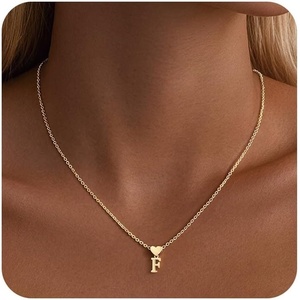 Turandoss Heart Initial Necklaces for Women, Dainty 14K Gold Plated Letter A-Z Pendant Necklace Personalized Alphabet Name Jewelry Mother’s Day Anniversary Birthday Gifts for Girlfriend(F)