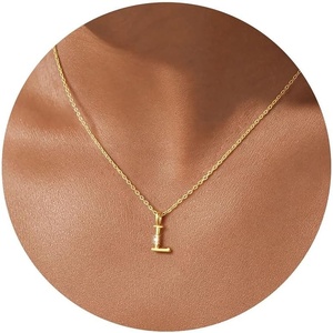 Turandoss Initial Necklaces for Women – 14K Gold Plated Dainty Letter A-Z Pendant Necklace Personalized Trendy Fashion Jewelry for Women Girls Birthday Gifts(L)