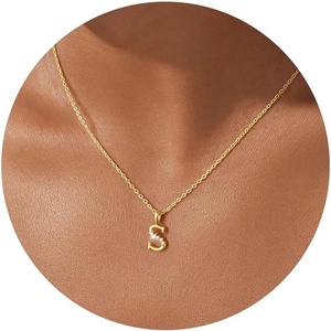 Turandoss Initial Necklaces for Women – 14K Gold Plated Dainty Letter A-Z Pendant Necklace Personalized Trendy Fashion Jewelry for Women Girls Birthday Gifts(S)
