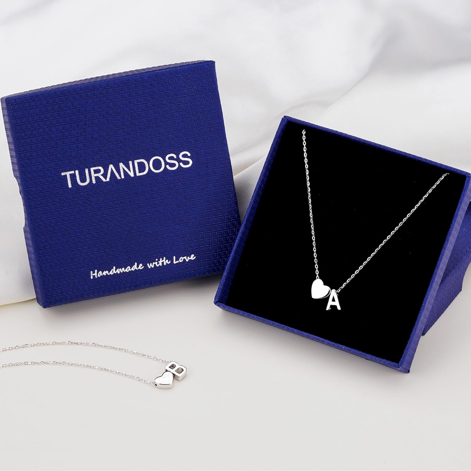 image:imageTurandoss S925 Sterling Silver Initial Necklaces for Girls Dainty S925 Sterling Silver Tiny Heart Initial AZ Necklaces Trendy Personalized Birthday Jewelry Gifts for Women Teen GirlsG