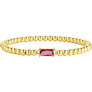 Turandoss Cross Birthstone Bracelets for Women Girls Trendy, Dainty 14K Gold Plated Beaded Cross 12 Months Birthstone Stretch Bracelets Waterproof Faith Birthday Jewelry Gifts for Teen Girls(01.January(Garnet))